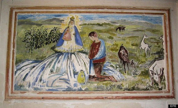 Pintura de Fray Manuel Bayeu en Fuentes de Sariñena tras la intervención