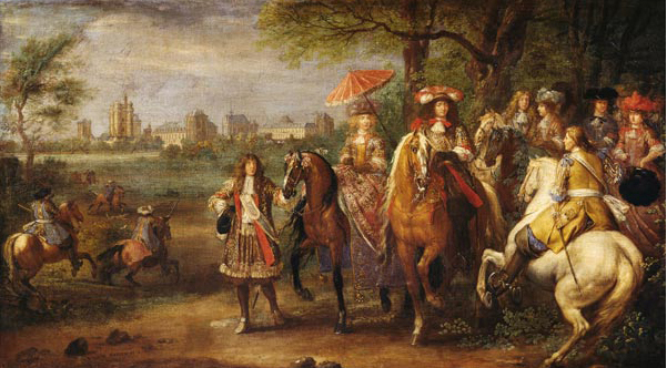Adam Frans Van der Meulen: Paseo de Luis XIV y María Teresa delante de Vincennes, 1669.