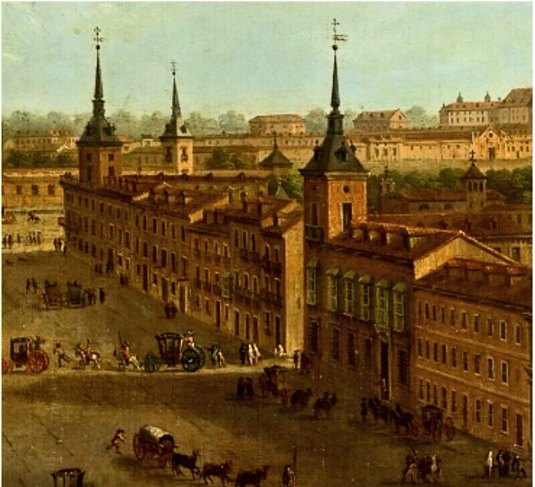 Antonio Joli: Detalle del lienzo ‘La Calle Alcalá’, ca. 1750. Fuente: Real Academia de las Bellas Artes de San Fernando, Madrid.