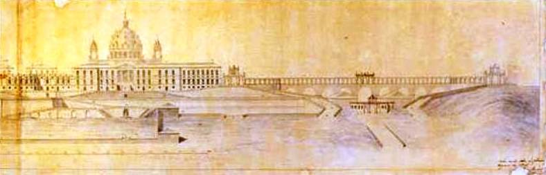 Juan Bautsita Sachetti: Proyecto para el Palacio Real, 1752. Museo de Historia de Madrid. Calco sobre un original perdido, realizado en 1847 por el ingeniero Juan Ribera.