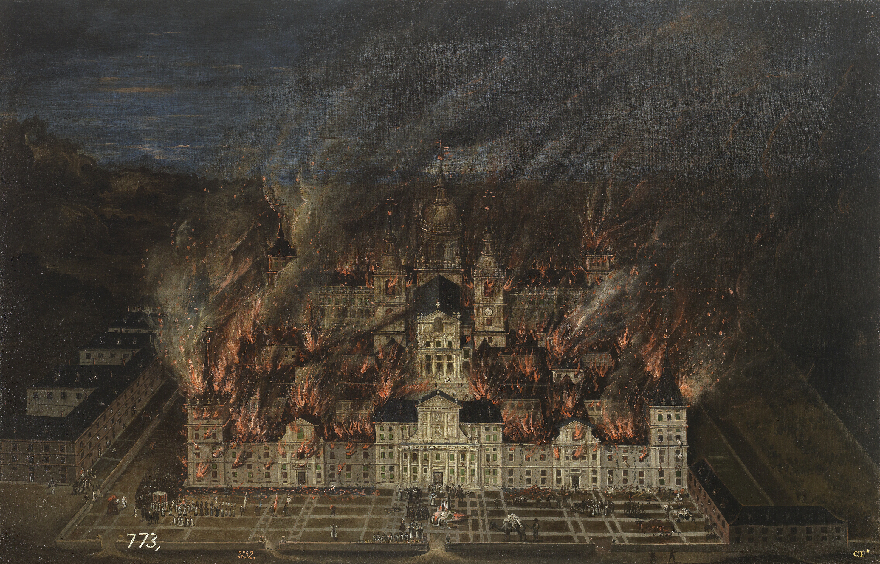 Anónimo: El Incencio del Monasterio de El Escorial en 1633. Museo Nacional del Prado, Madrid.