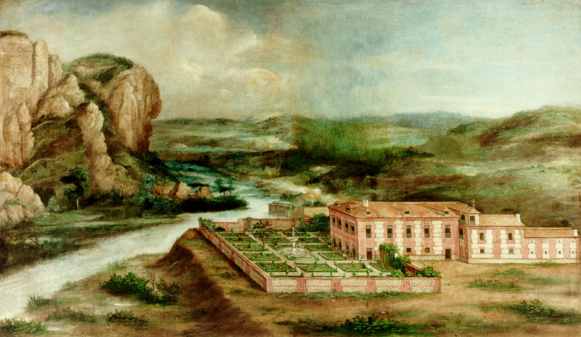 Anónimo: Vista de la casa de Arriba de Vaciamadrid, siglo XVII. Madrid, Patrimonio Nacional.