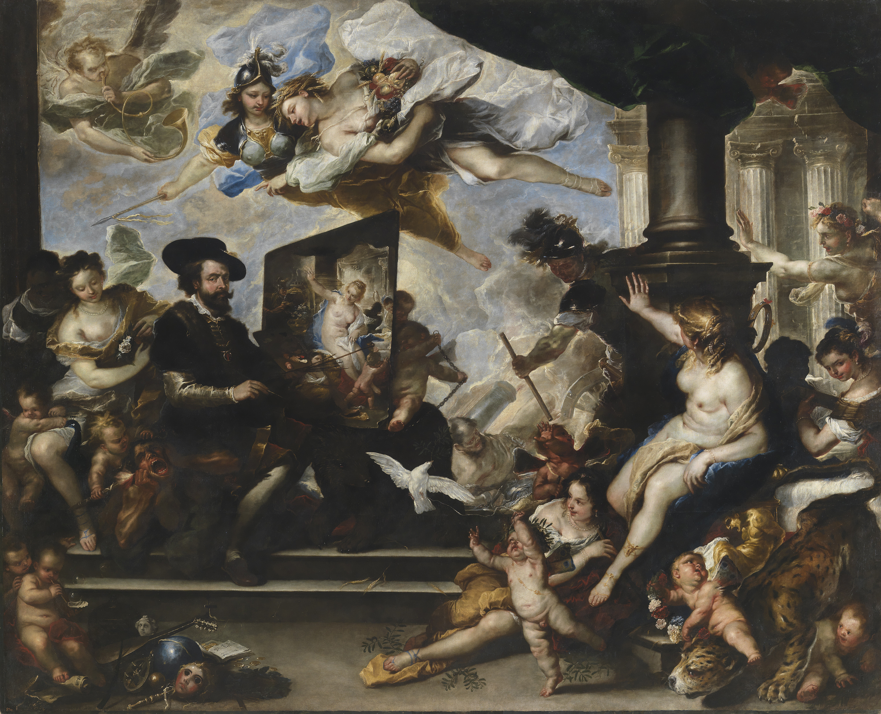 Luca Giordano: Rubens pintando la Alegoría de la Paz. Museo Nacional del Prado, Madrid.