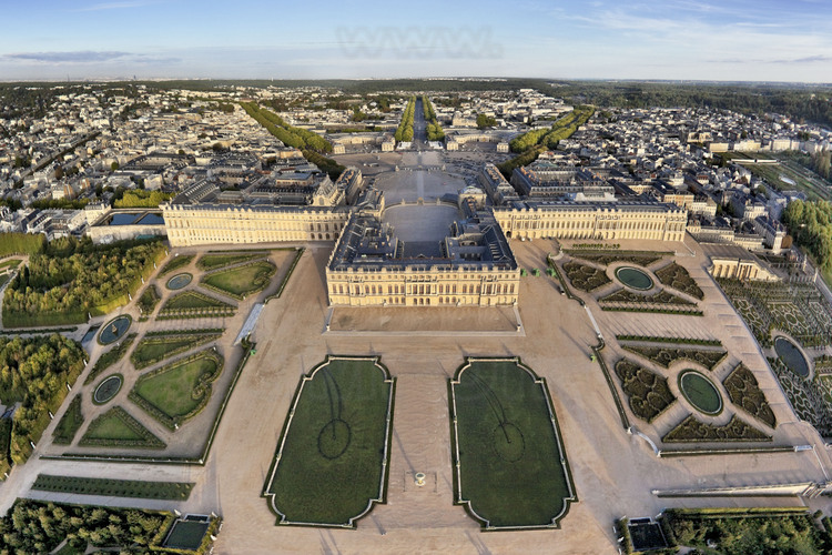 Vista aérea del Palacio de Versalles.