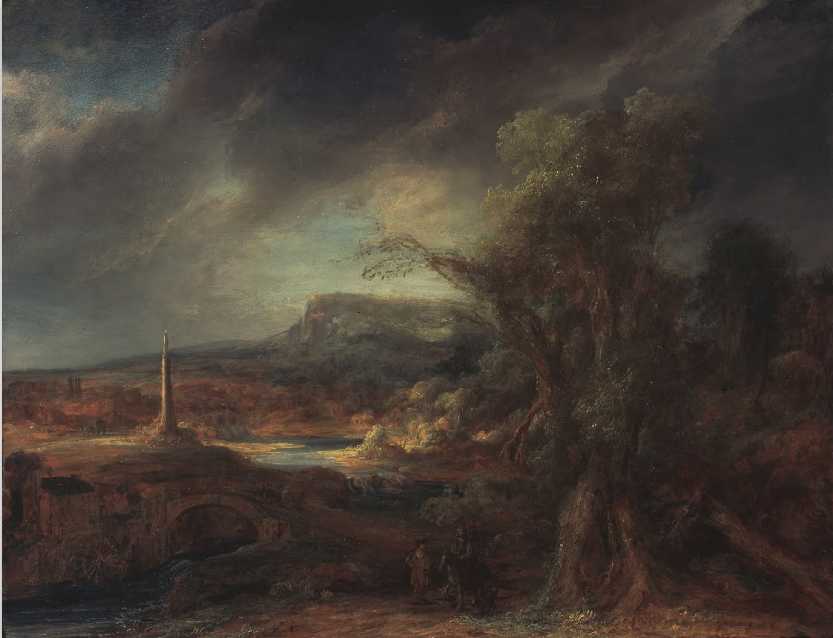 Flinck: Paisaje con obelisco.