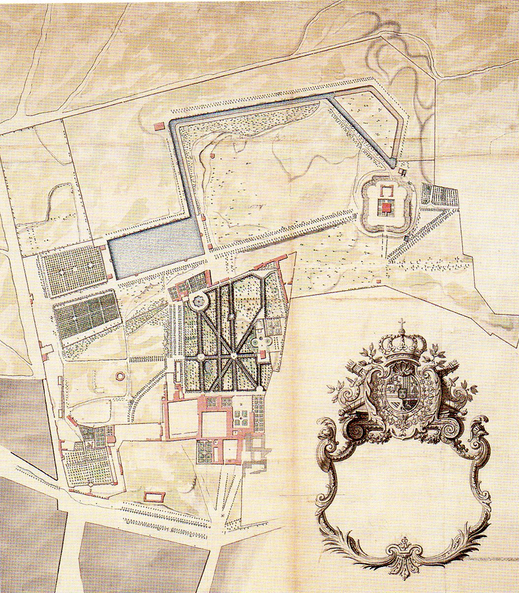 Robert de Cotte: Plano general del estado del lugar del Buen Retiro antes de ser ejecutados los proyectos, 1712-1713. Biblioteca Nacional de París.