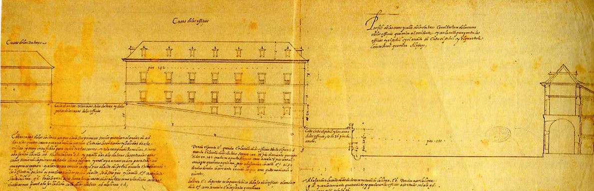 Juan de Herrera: Diseños para las Casas de Oficios de San Lorenzo de El Escorial. Perfíl. Madrid,  Archivo General de Palacio.