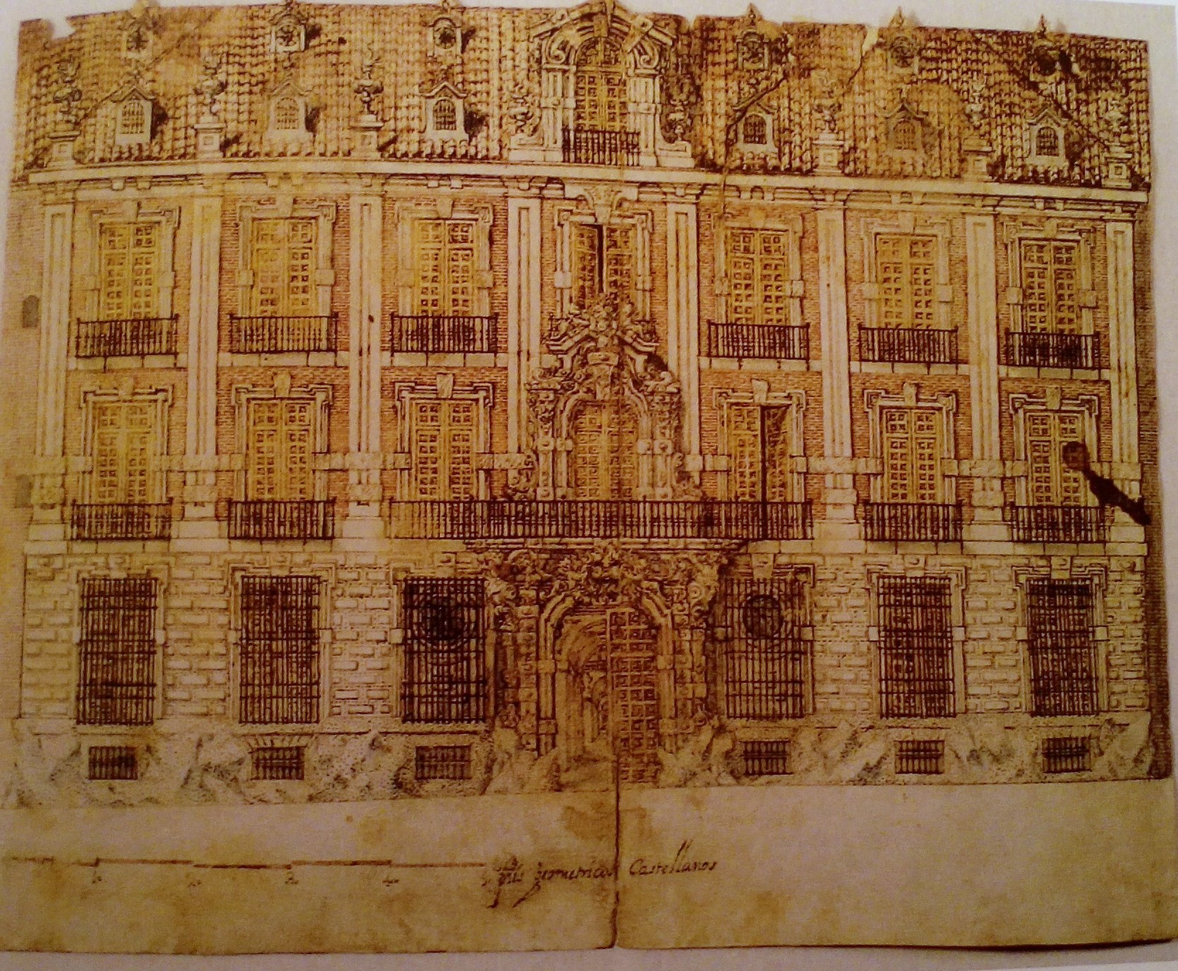 José Benito de Churriguera: Dibujo para el Palacio de José de Goyeneche, actual Real Academia de Bellas Artes de San Fernando.