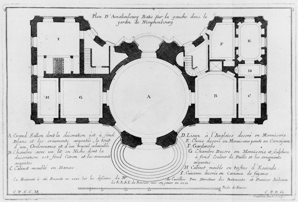 Françoise de Cuvilliés: Planta general del Amalienburg. Canadian Center of Architecture, Montreal.