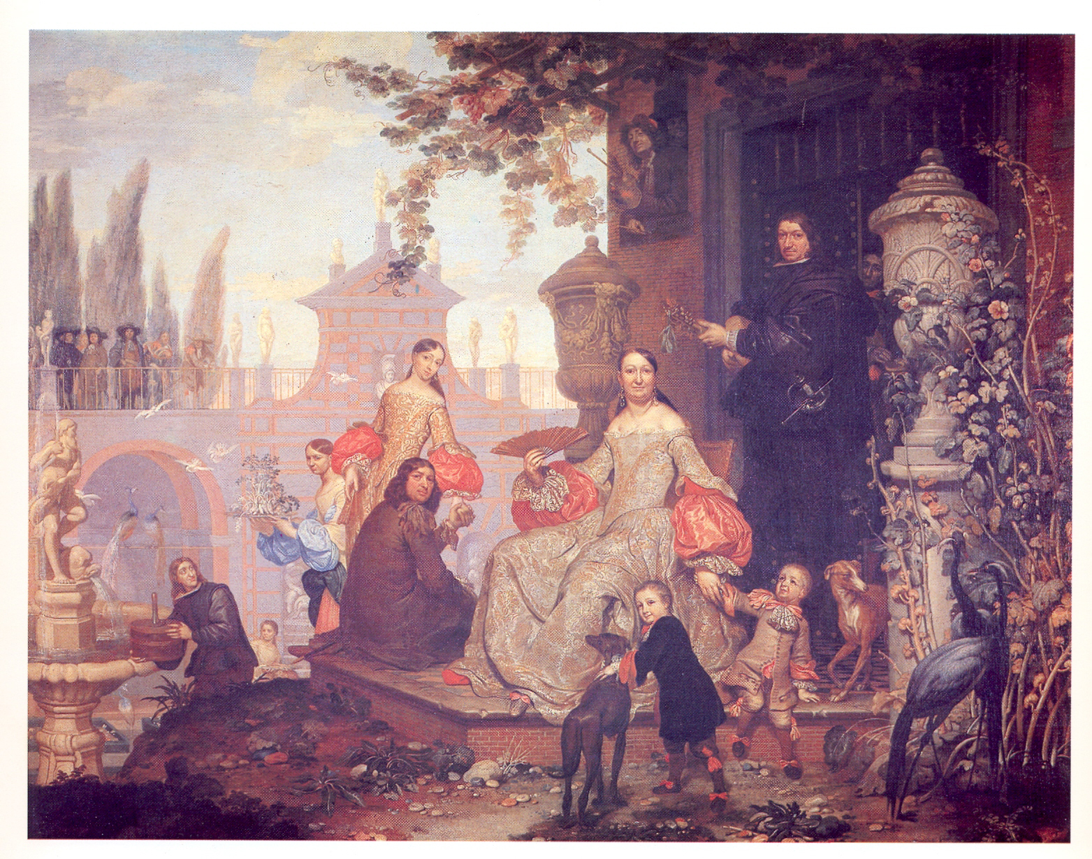 Jan van Kessel III: Retrato de familia en un jardín. Museo del Prado. Quizás la Huerta de San Joaquín.