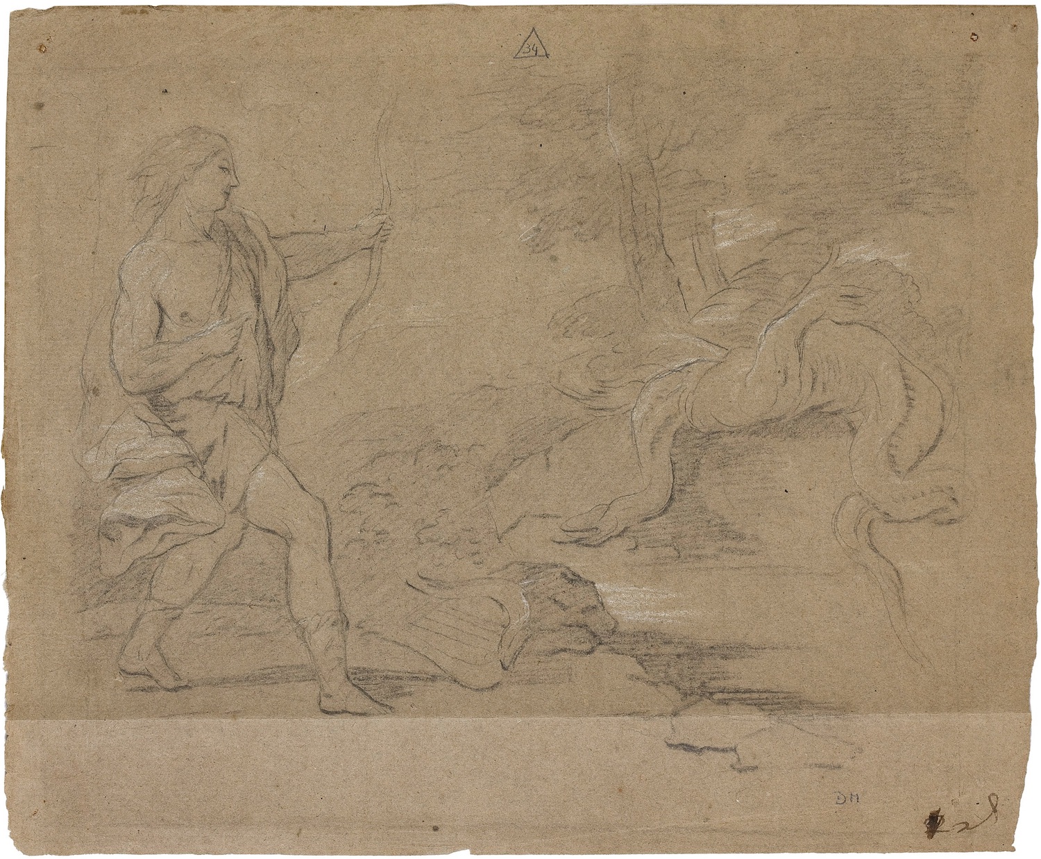 José del Castillo copiando a Luca Giordano: Apolo matando a la serpiente Pitón. 