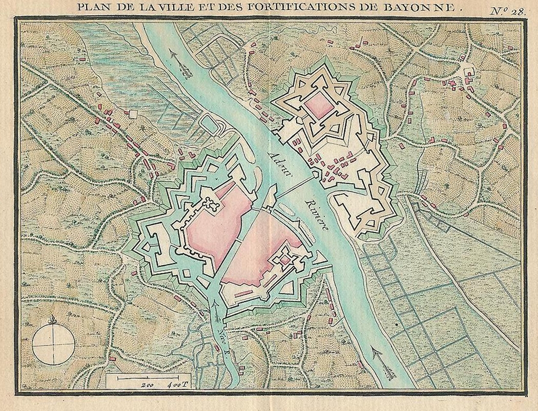 Plano de la ciudad de Bayona en el siglo XVII. 