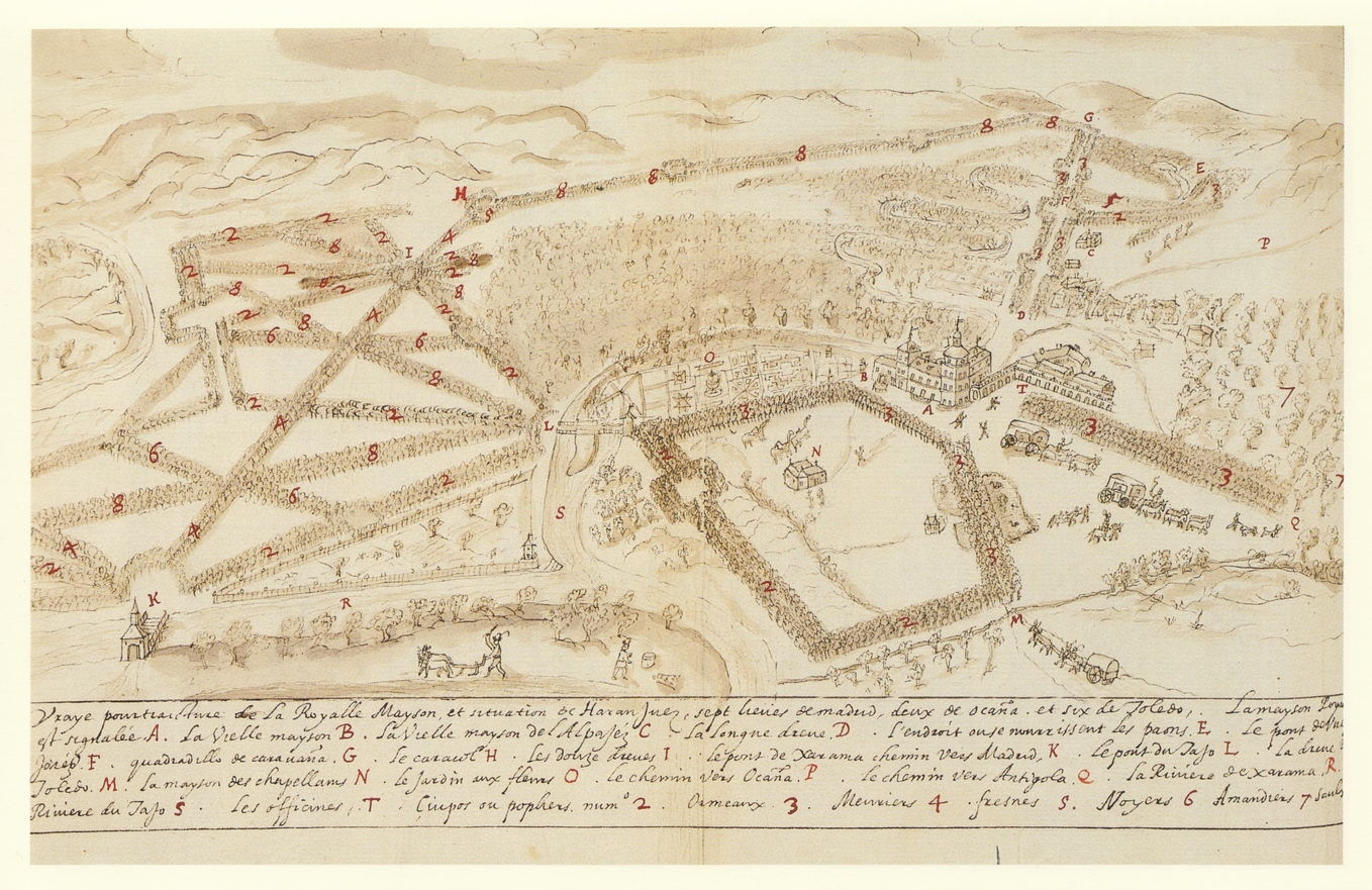 Jean L'Hermitte: Vista de Aranjuez, siglo XVI. Biblioteca Real de Bruselas.