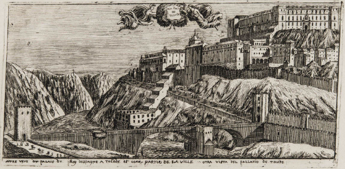Vista del Alcázar de Toledo en el siglo XVII. Madrid, Biblioteca Nacional de España.