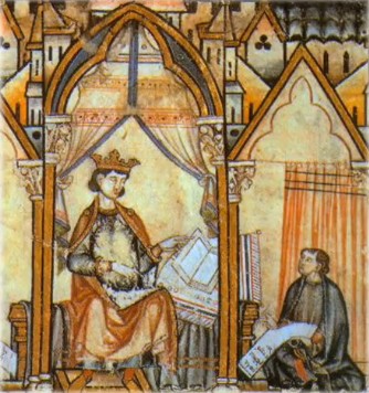 Alfonso X en el Prólogo del Códice Rico de las Cantigas de Santa María.