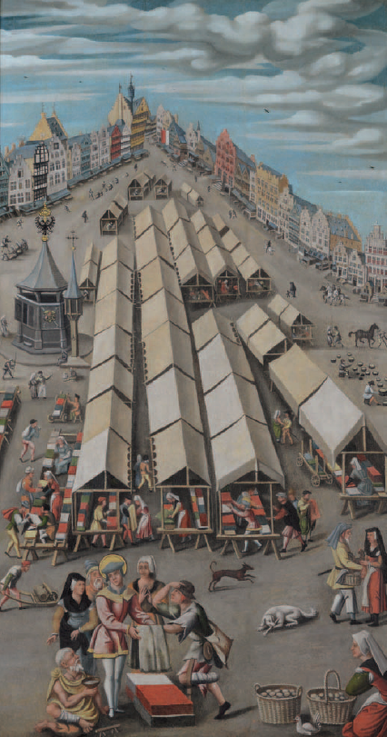 Anónimo flamenco: Mercado de telas en 's-Hertogenbosch, ca. 1530. Het Noordbrabants Museum.