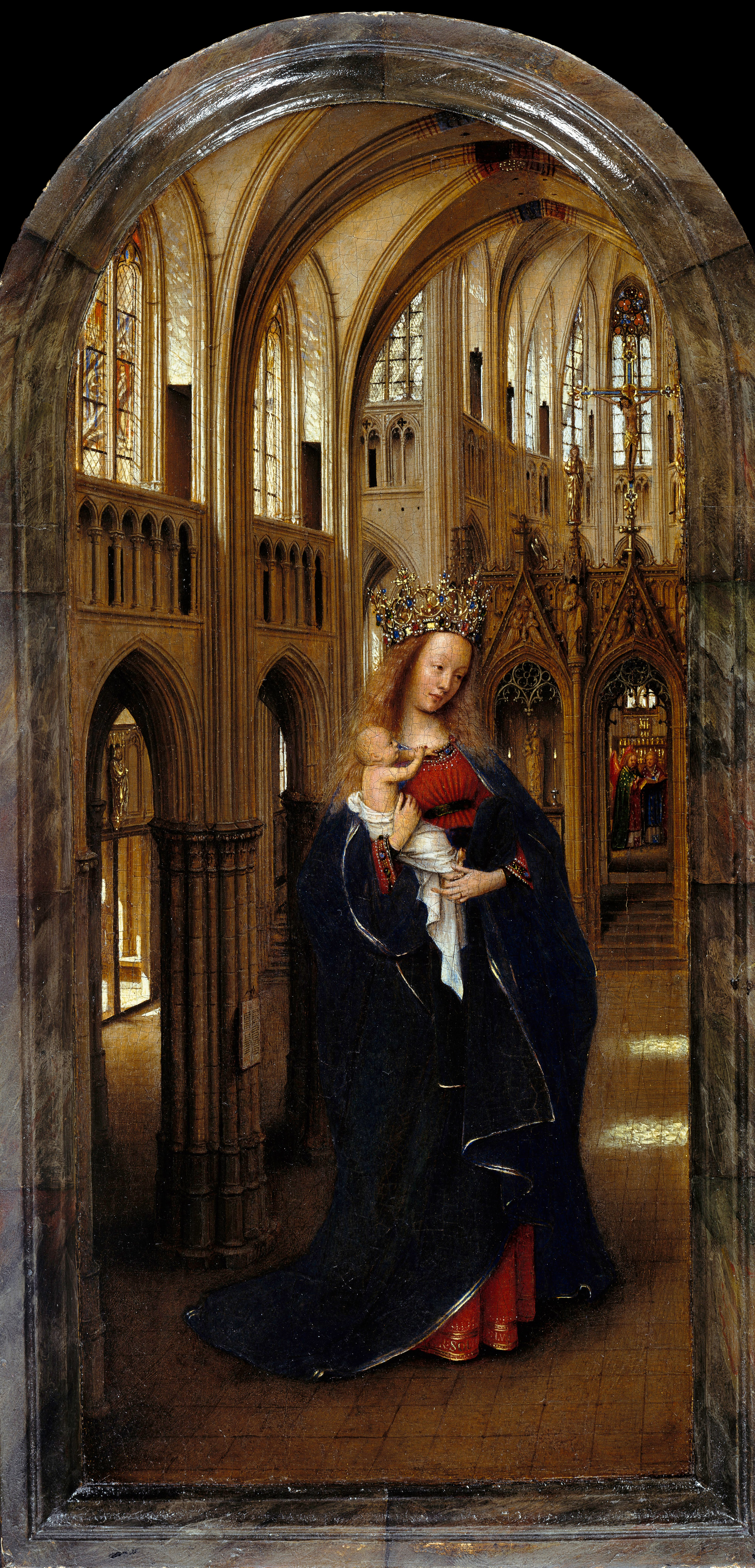 Jan Van Eyck: La Virgen en una iglesia. Gemäldegalerie, Berlín. 