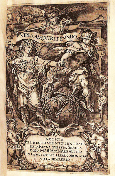 Pedro de Villafranca: Portada de la Noticia del recibimiento y entrada..., 1650.